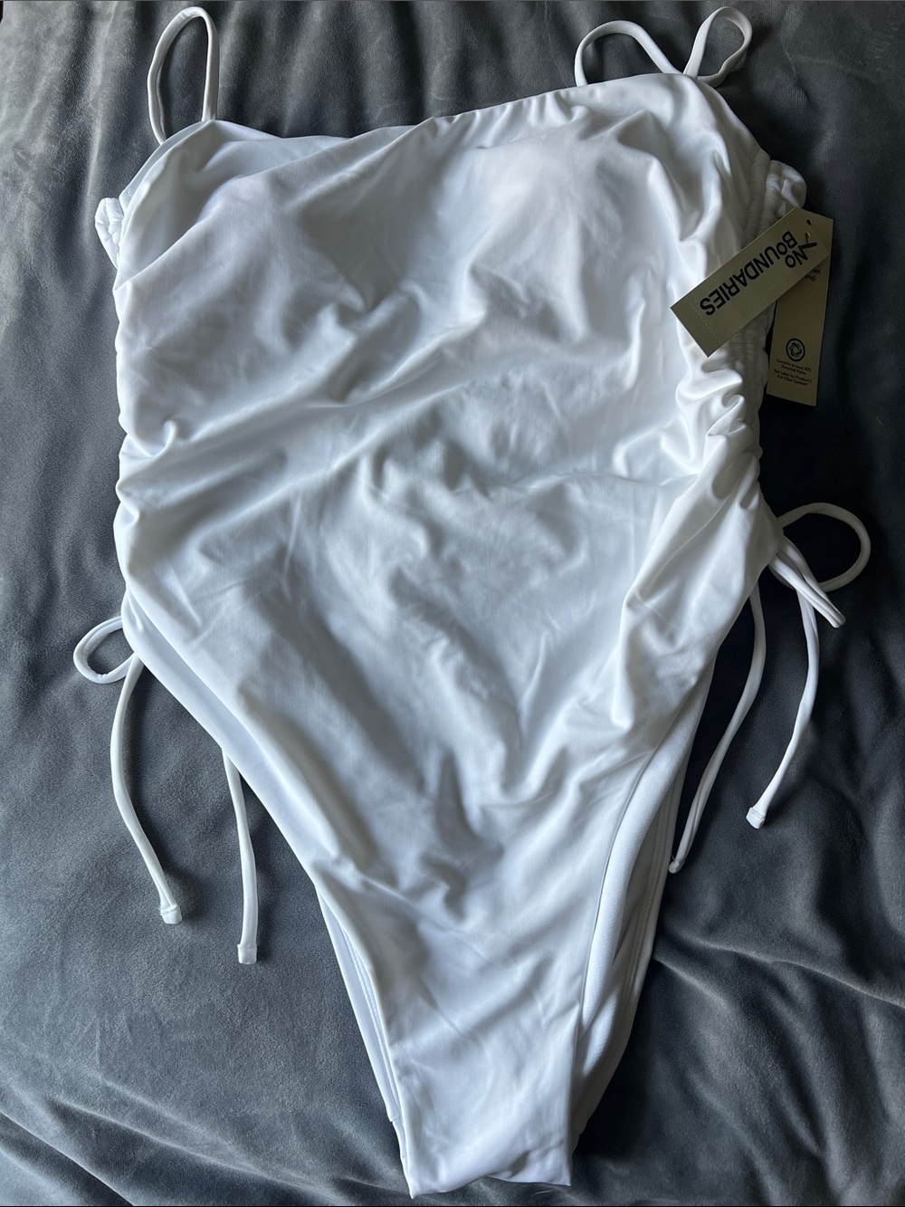 No Boundaries White One-Piece Swimsuit with Side Ties